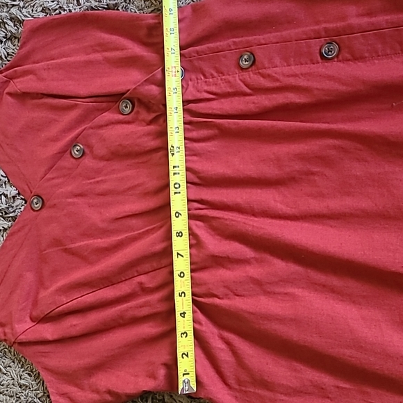 Like New Maurices Cotton Linen-Blend Button Front Dress Rusty Red Brown Size 1x - Picture 6 of 12